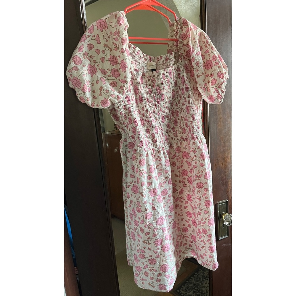 Target universal thread puff sleeve pink floral cotton dress